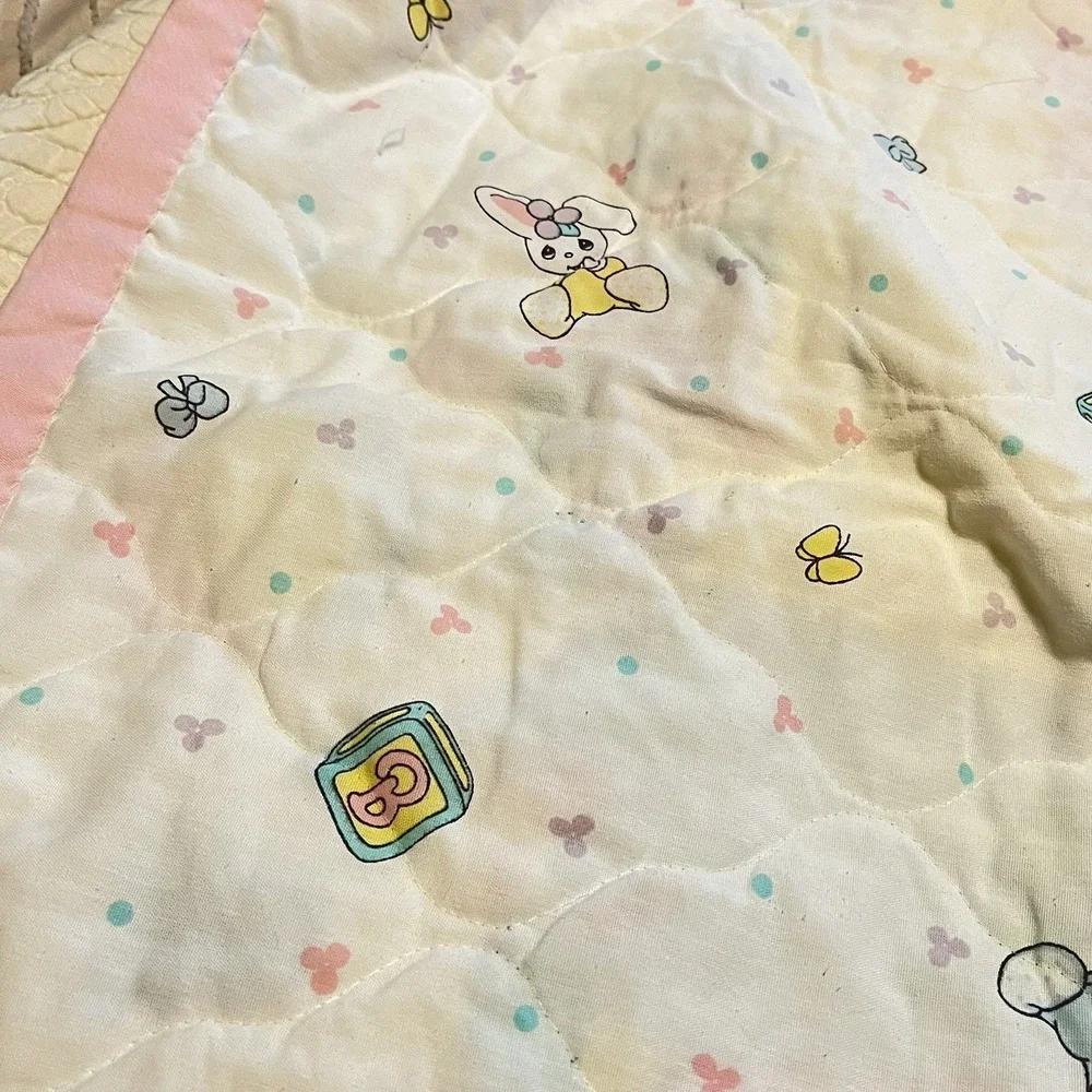 Vintage Precious Moments Crib Quilt 35x43 